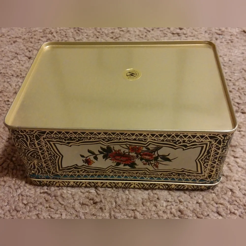 Vintage Tin Decorative Tin Bird Motif Floral Pattern Hong Kong